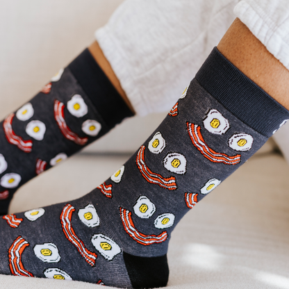 Eggs and Bacon Natural Bamboo Knit Socks