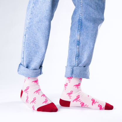 Pink Flamingo Beach Bamboo Socks