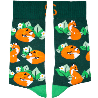Foxes Wildlife Bamboo Knit Socks