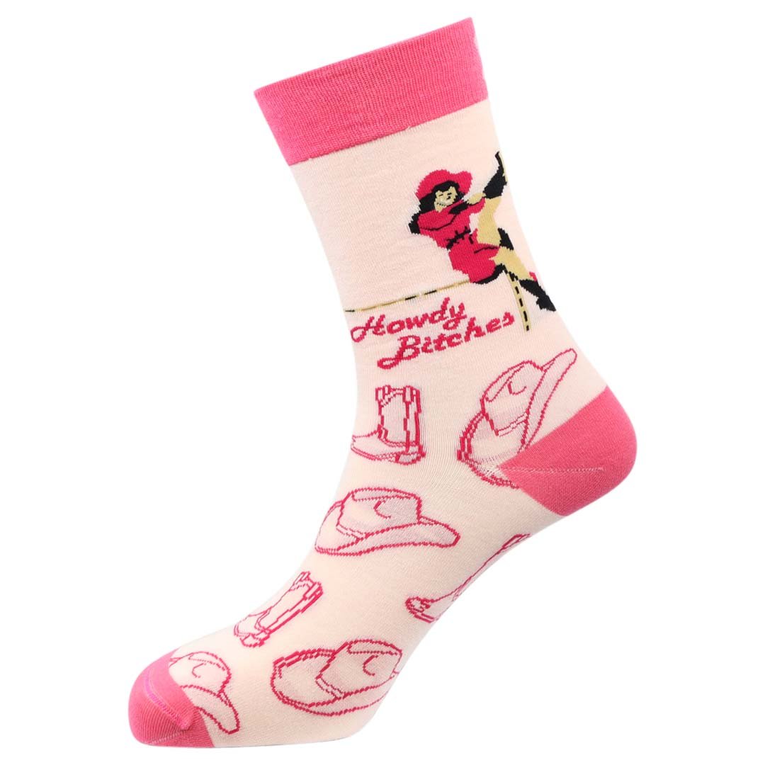 Howdy Bitches Natural Bamboo Knit Socks