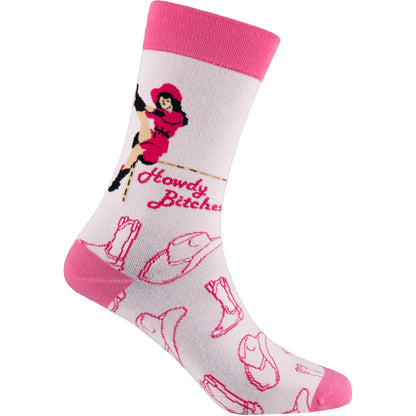 Howdy Bitches Natural Bamboo Knit Socks