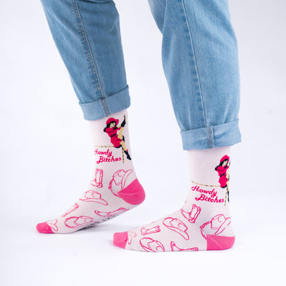 Howdy Bitches Natural Bamboo Knit Socks