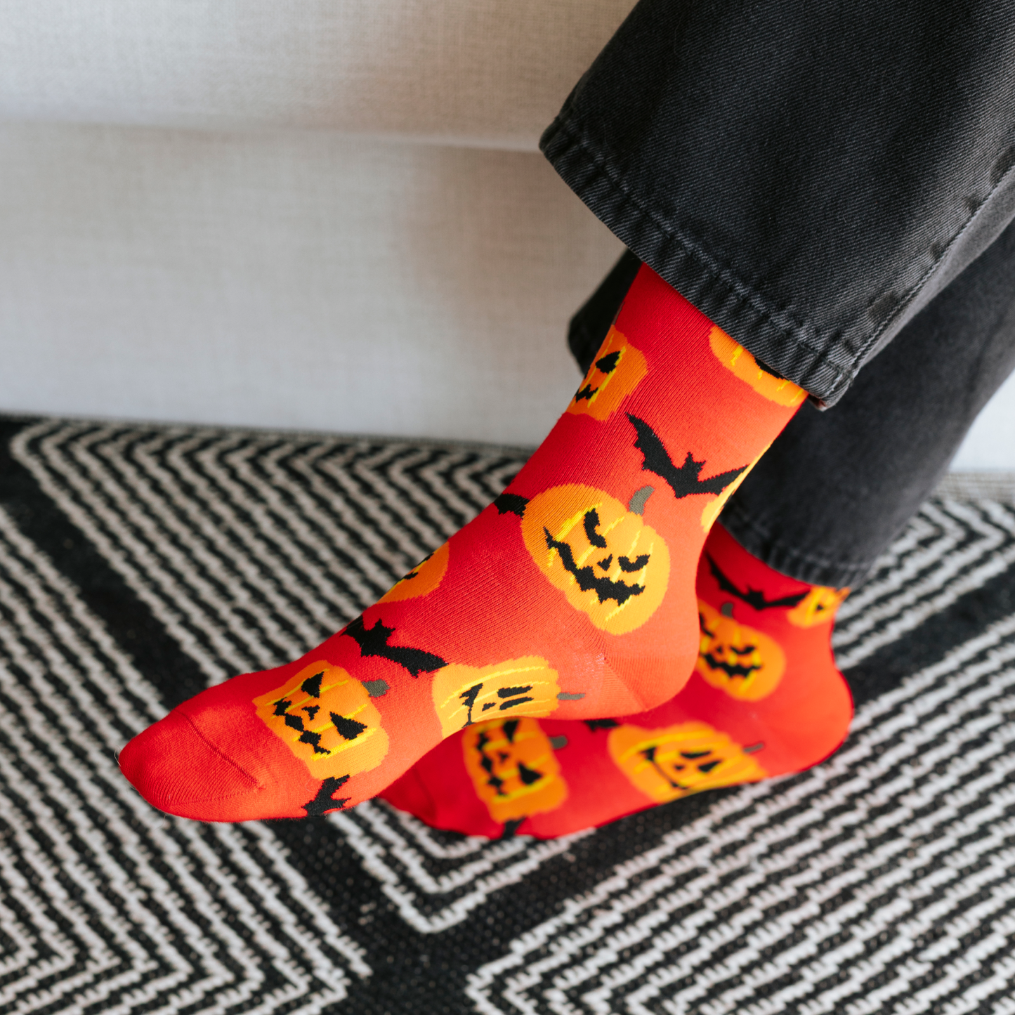 Jack-O Print Natural Bamboo Knit Socks