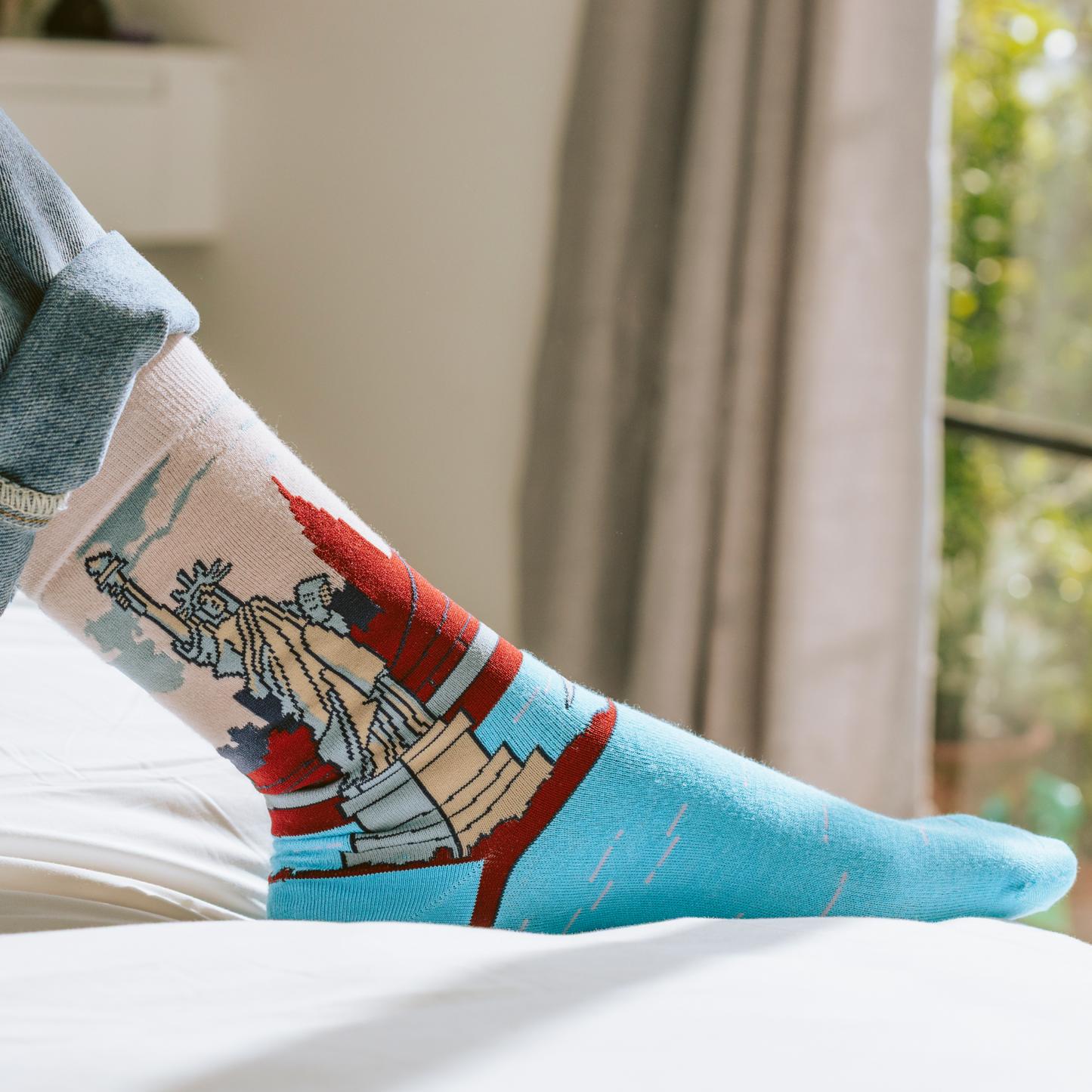 Lady Liberty Natural Bamboo Knit Socks