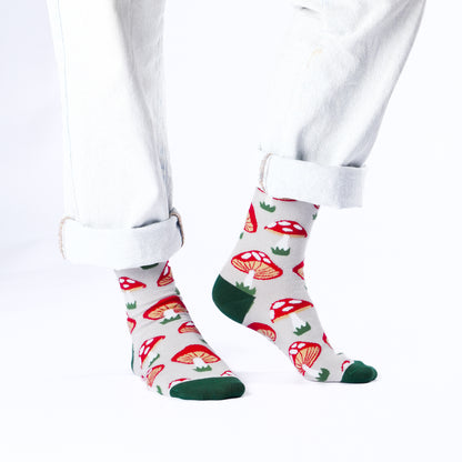 Mushrooms Natural Bamboo Knit Socks