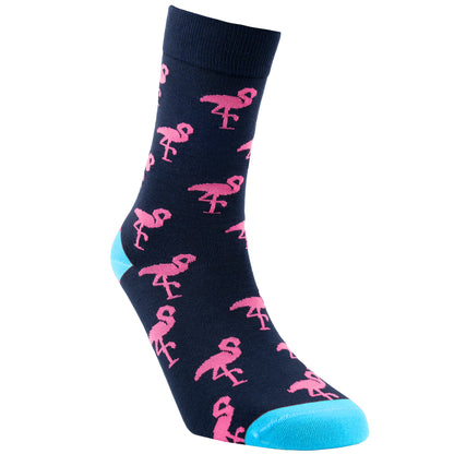 Flamingo Navy Fashion Bamboo Knit Socks