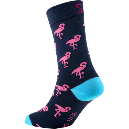 Flamingo Navy Fashion Bamboo Knit Socks