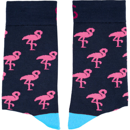 Flamingo Navy Fashion Bamboo Knit Socks