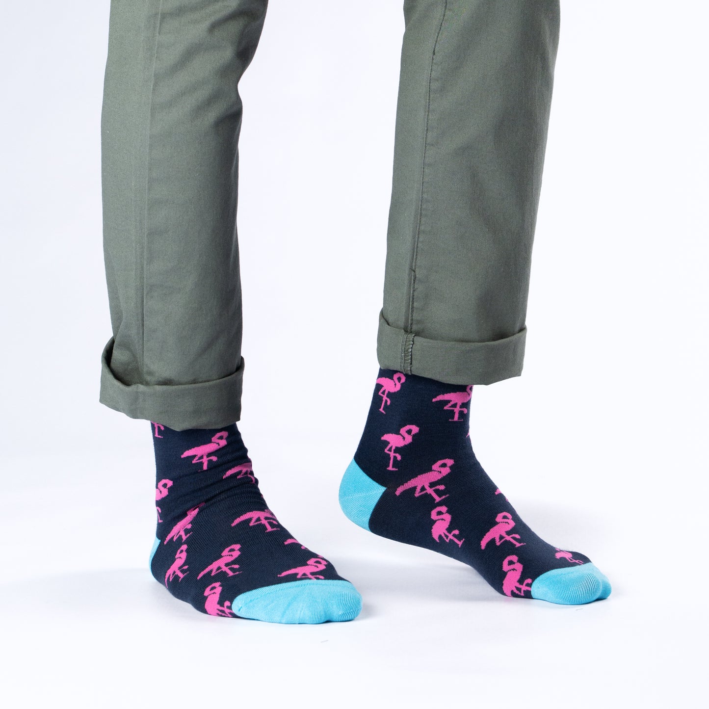 Flamingo Navy Fashion Bamboo Knit Socks