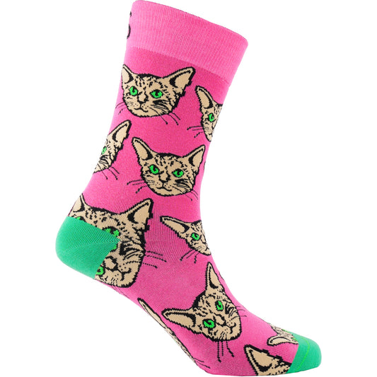 Pink Kitty Natural Bamboo Knit Socks