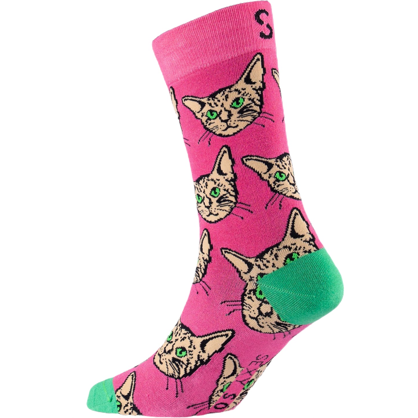 Pink Kitty Natural Bamboo Knit Socks