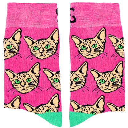 Pink Kitty Natural Bamboo Knit Socks
