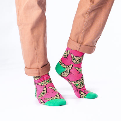 Pink Kitty Natural Bamboo Knit Socks