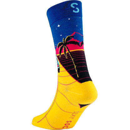 Retro Synthwave Natural Bamboo Knit Socks