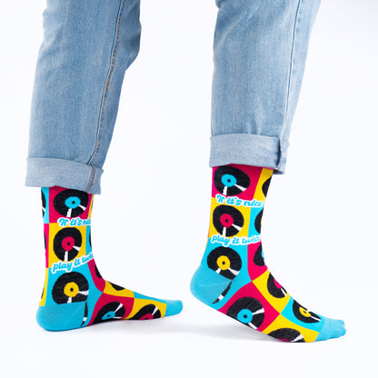 Retro Vinyl Natural Bamboo Knit Socks