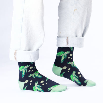 Sea Turtle Bamboo Crew Socks