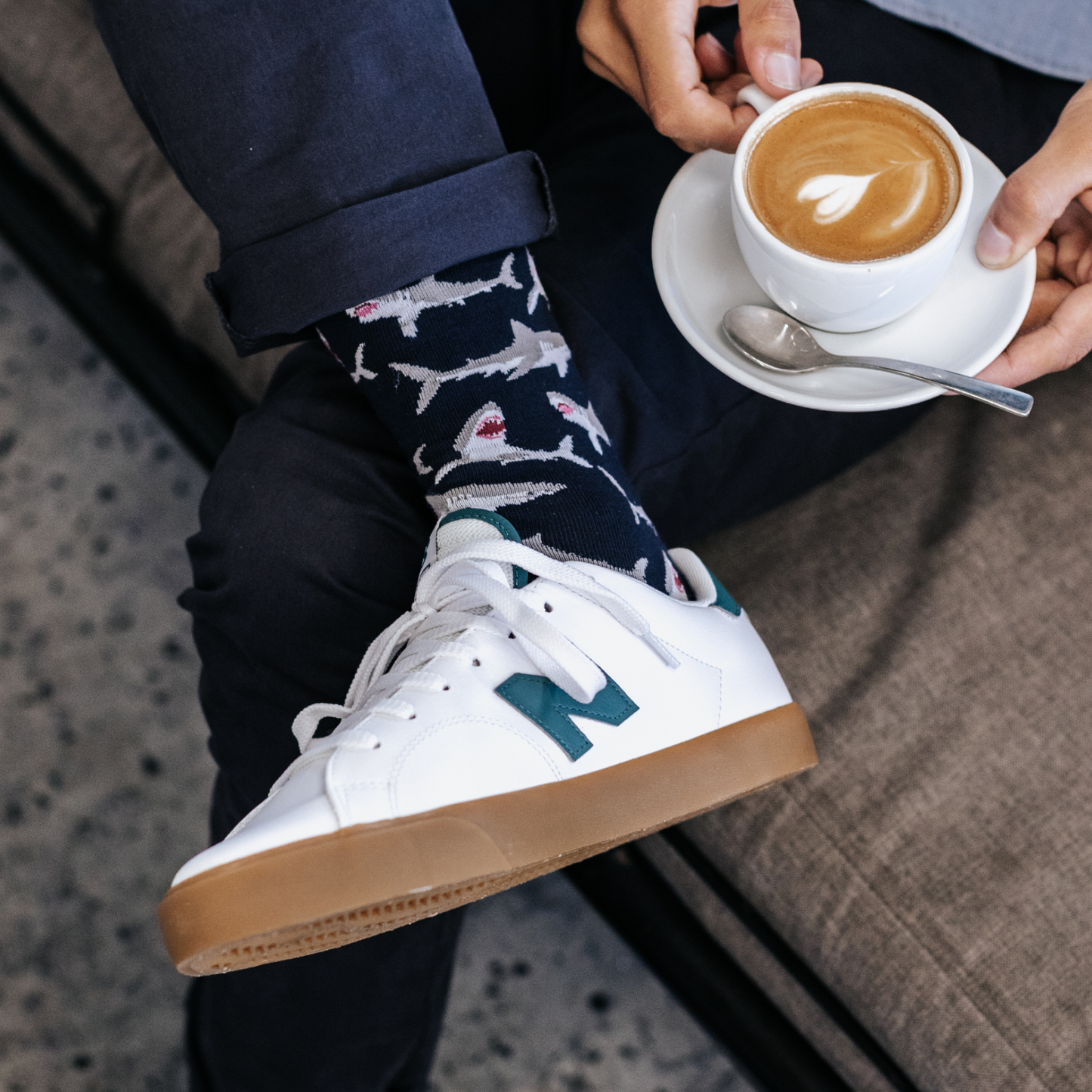 Sharks Natural Bamboo Knit Socks