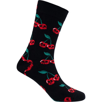 Skull Cherries Natural Bamboo Knit Socks
