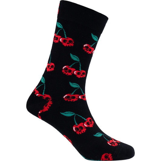 Skull Cherries Natural Bamboo Knit Socks
