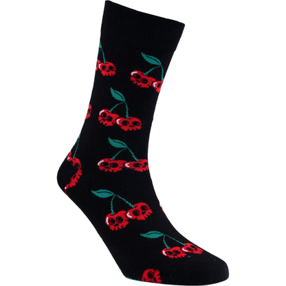 Skull Cherries Natural Bamboo Knit Socks