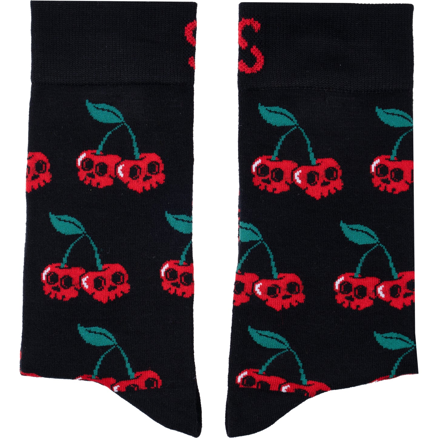 Skull Cherries Natural Bamboo Knit Socks