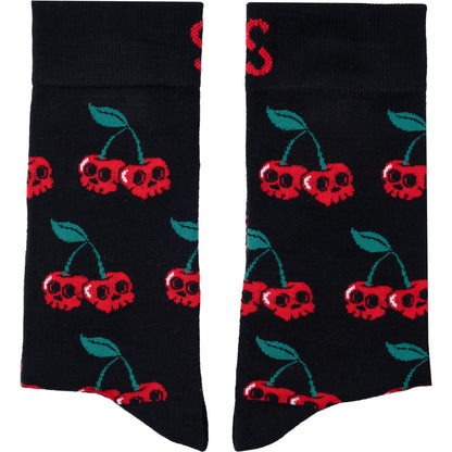 Skull Cherries Natural Bamboo Knit Socks