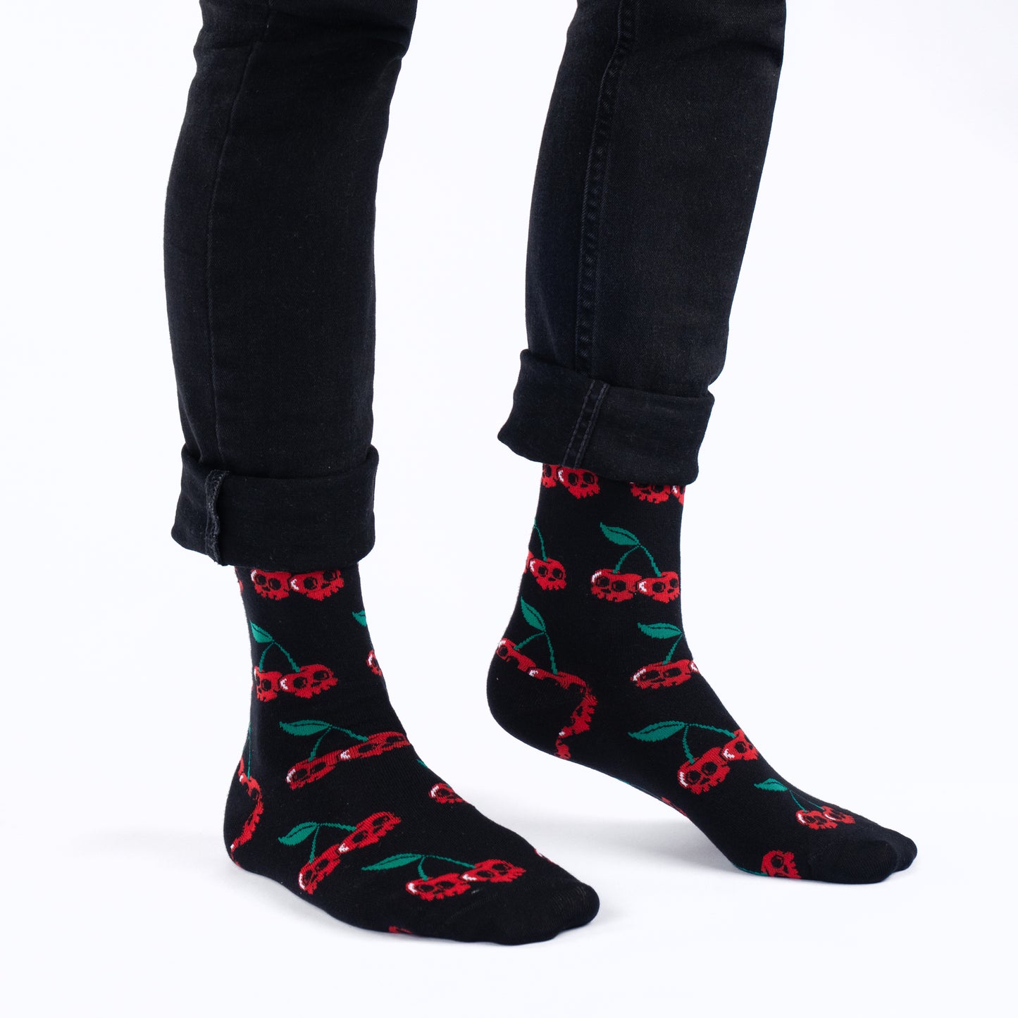 Skull Cherries Natural Bamboo Knit Socks