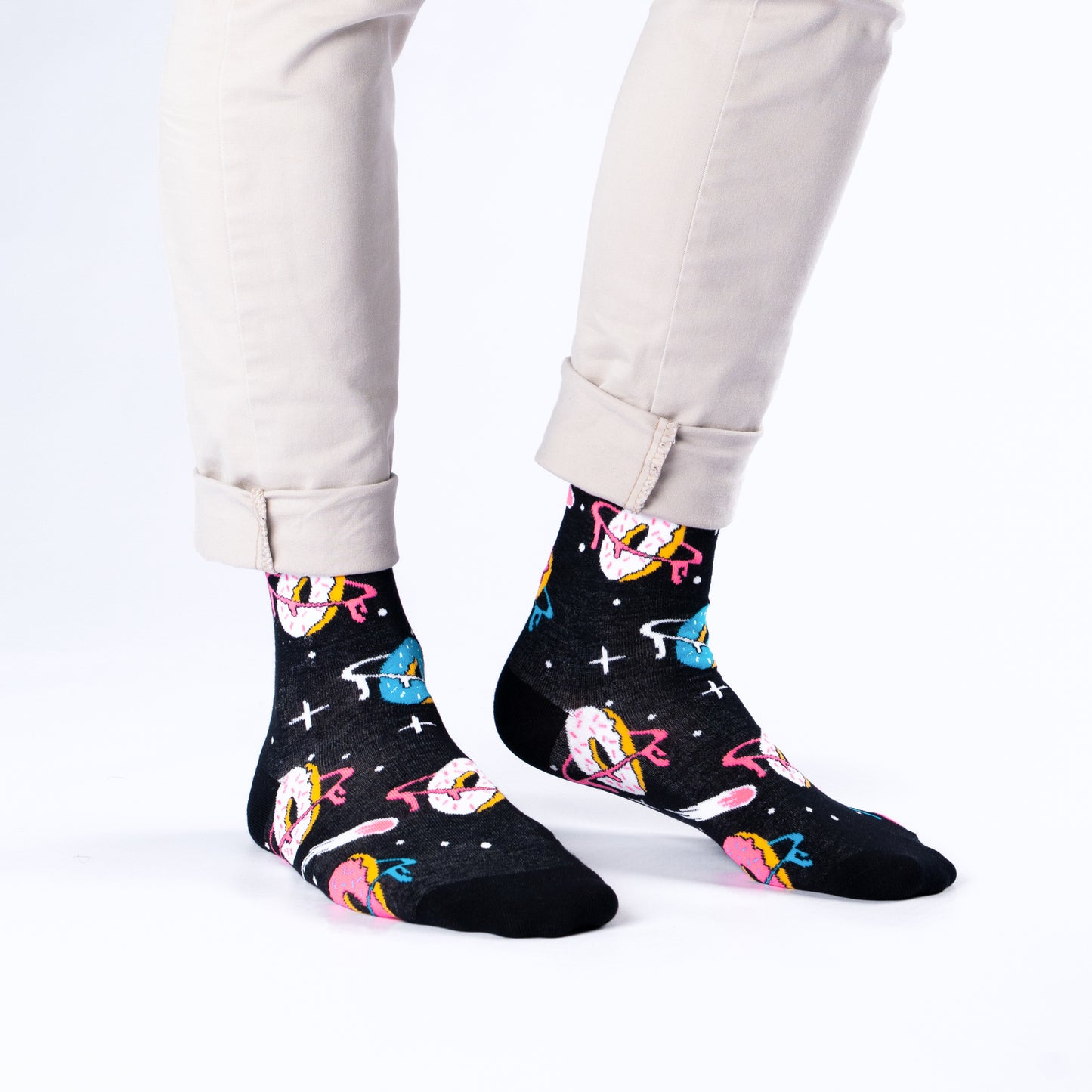 Space Donuts Natural Bamboo Knit Socks
