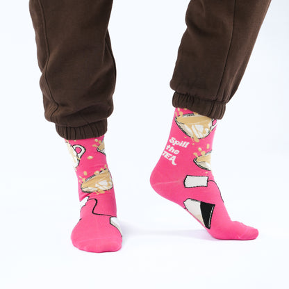Spill The Tea Natural Bamboo Knit Socks
