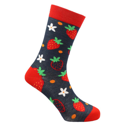 Strawberries Natural Bamboo Knit Socks