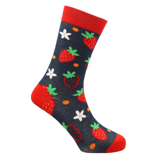 Strawberries Natural Bamboo Knit Socks