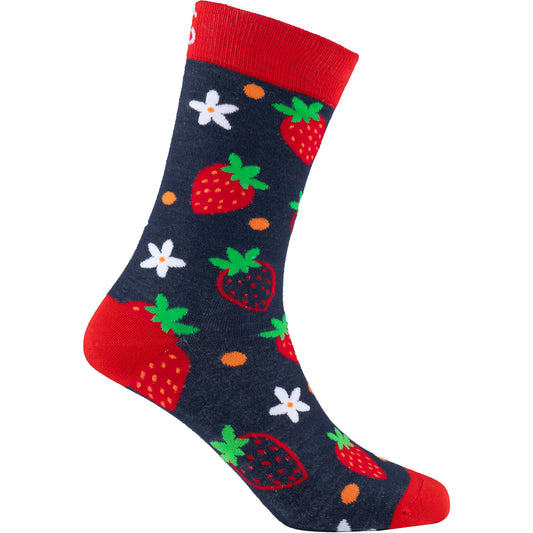 Strawberries Natural Bamboo Knit Socks