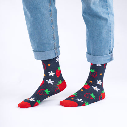 Strawberries Natural Bamboo Knit Socks