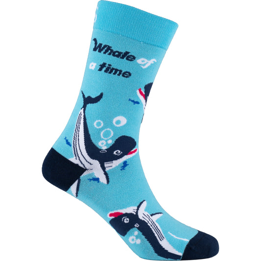 Whale of a Time Natural Bamboo Knit Socks
