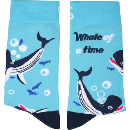 Whale of a Time Natural Bamboo Knit Socks