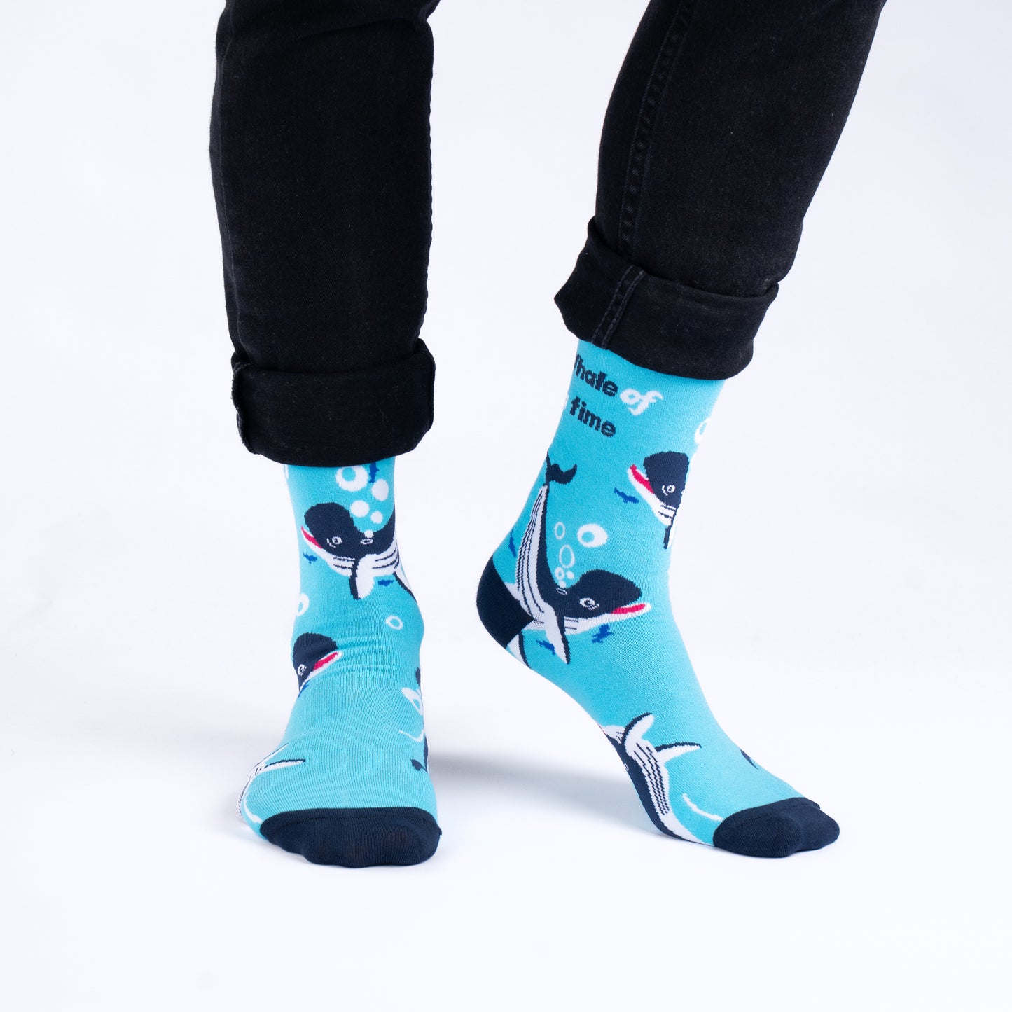 Whale of a Time Natural Bamboo Knit Socks